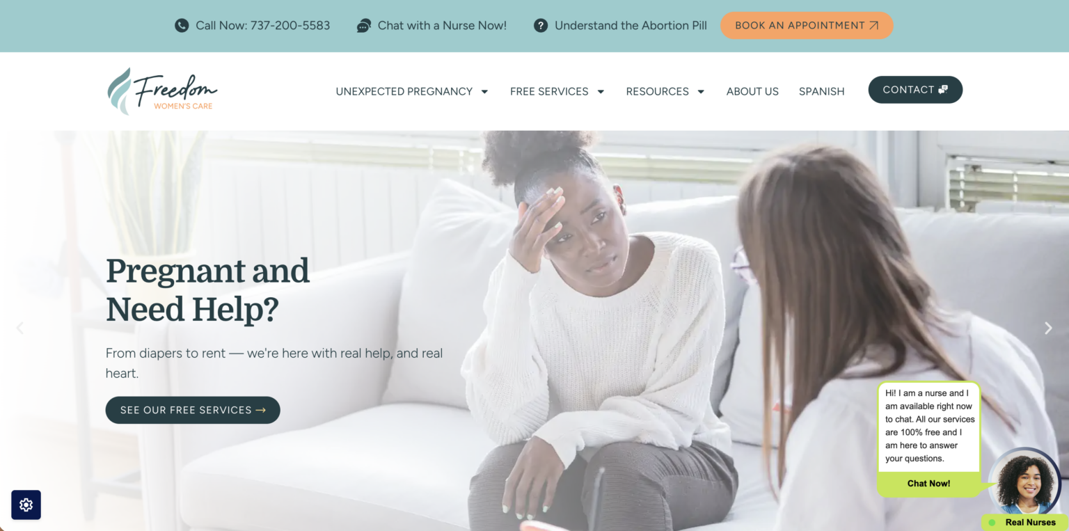 Website Screenshot for Freedom Women's Care